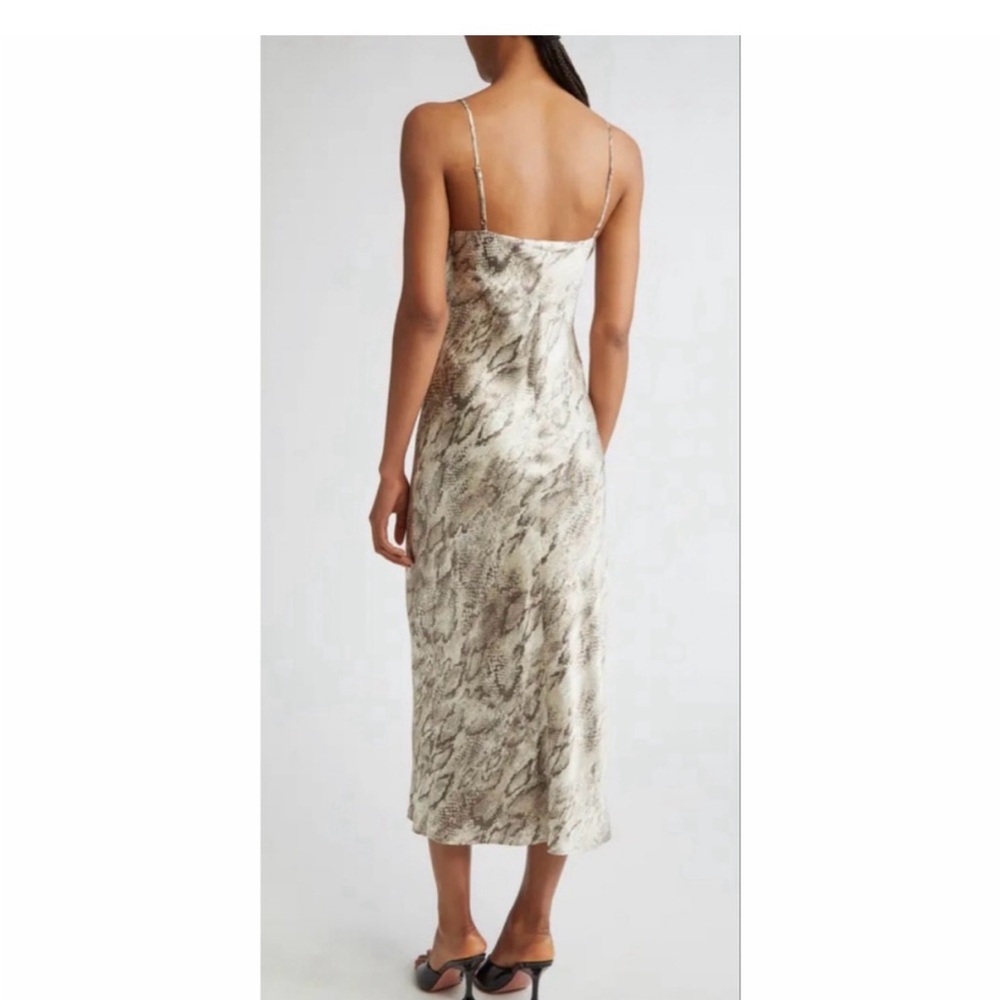 NWT Women's L'AGENCE Seridie Snakeskin Print Silk Slipdress Beige Brown M $495